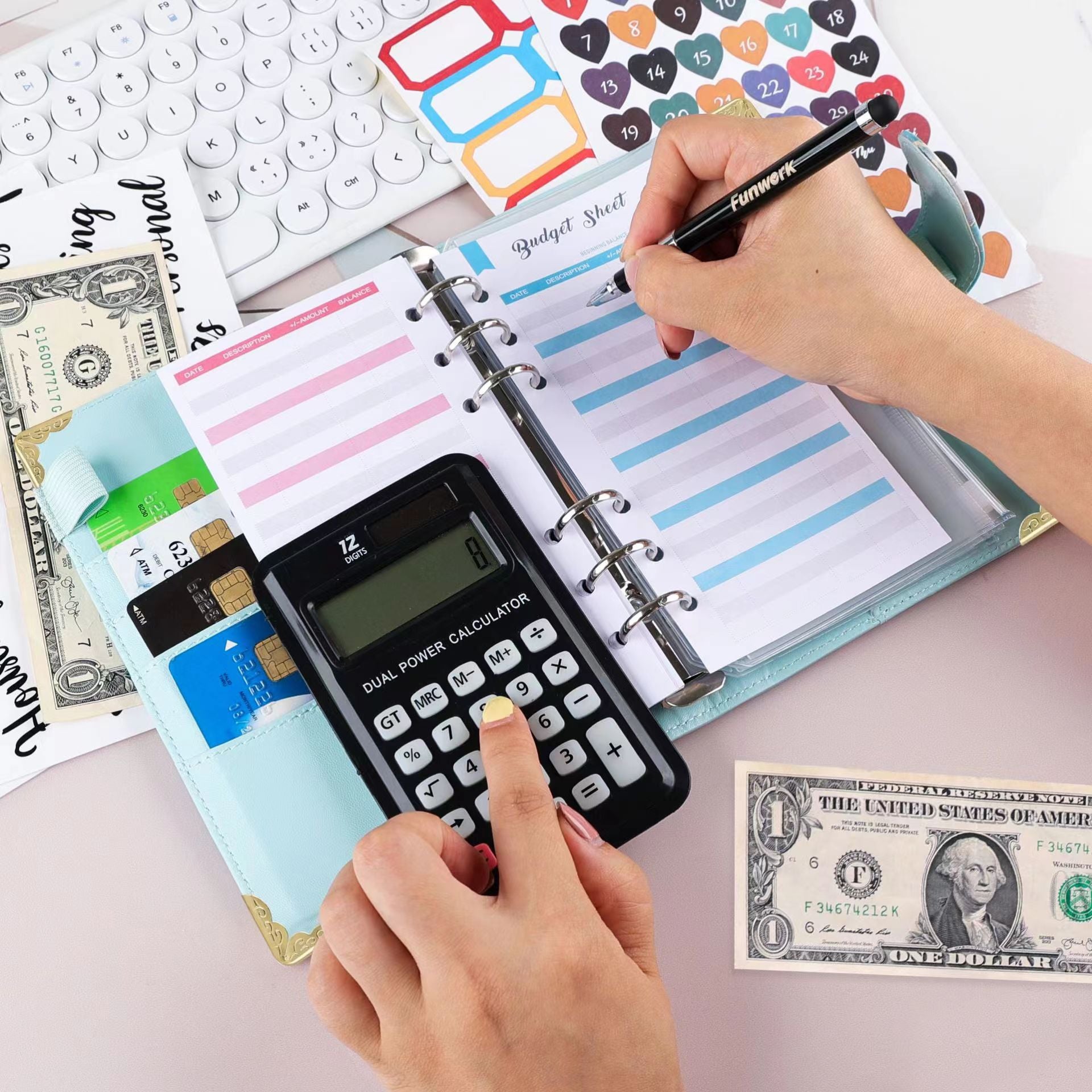 Wholesale A6 Loose Leaf Envelope PU Loose Leaf Ledger with Sticker Loose Leaf Notebook